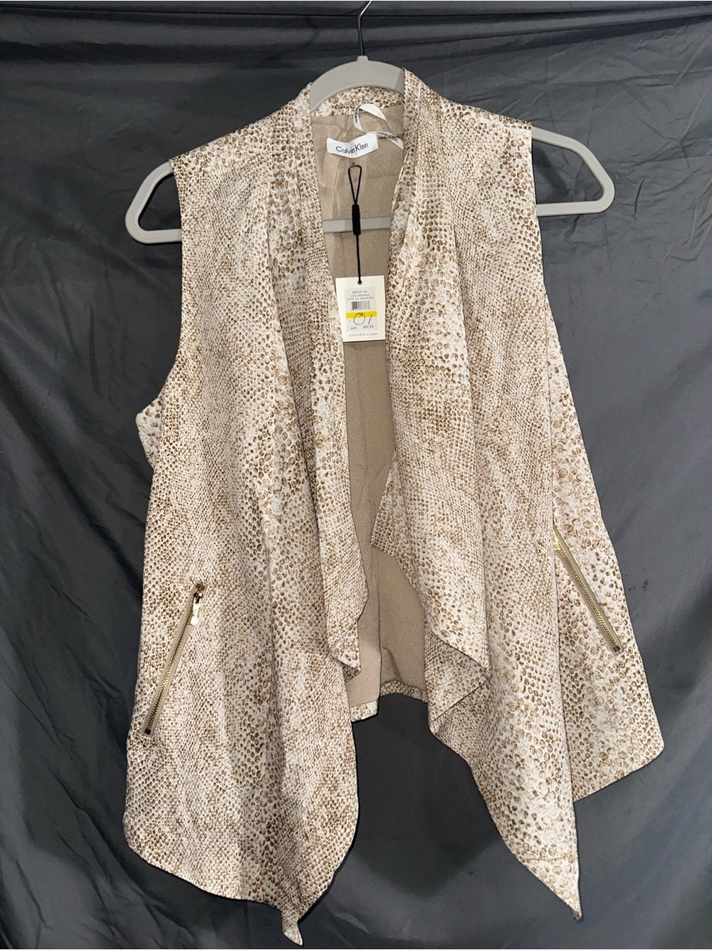 Calvin Klein Neutral Snakeskin Print Vest in Beige and Taupe